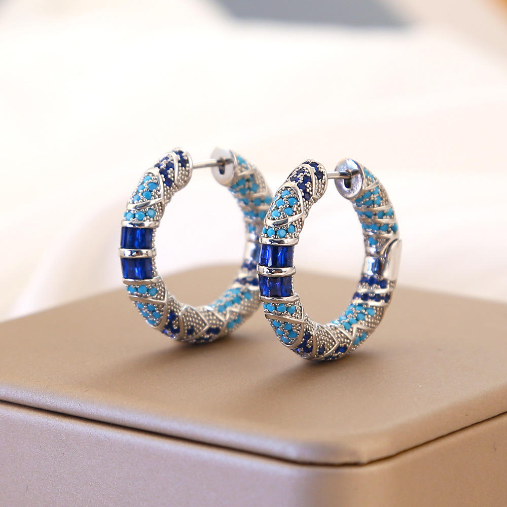 Vintage style blue zircon earrings