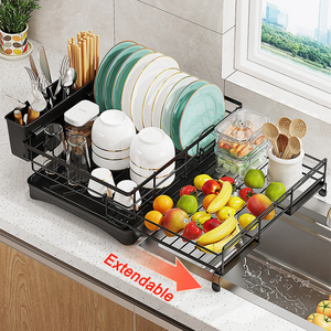 <span class=keywords><strong>Escurridor</strong></span> <span class=keywords><strong>de</strong></span> <span class=keywords><strong>Platos</strong></span> Extensible <span class=keywords><strong>de</strong></span> Acero al Carbono Negro para Encimera <span class=keywords><strong>de</strong></span> Cocina, <span class=keywords><strong>Escurridor</strong></span> <span class=keywords><strong>de</strong></span> <span class=keywords><strong>Platos</strong></span> Grande con Soporte para Utensilios - Product Image 6