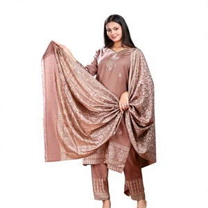 Embroidered Reversible Moisture-Wicking Traditional Winter Wool Salwar Kameez Set Heavy Dupatta Women <b>Wedding</b>/Party Formal Wear - Product Image 1