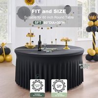 Nappe ronde noire avec jupe en spandex pour la décoration de mariage, de fête ou d'événement