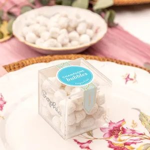Kleine transparente Aufbewahrungsbox für Hochzeit Acryl Plastikkuchen Süßigkeiten Würfel Viereckige Hülle Geschenk mit Deckel