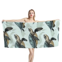 2025 Hot Sale Teal Sea Turtle Sea Grass Print Custom Design Beach Towels