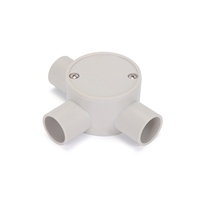 LSZH Boîte de jonction à 3 voies grise peu profonde Accessoire pour tuyau électrique sans halogène Conduit Fitting Enclosure Electronics Instrument