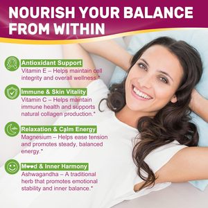 Gomitas de Mioinositol y D-Chiroinositol para Mujeres, Apoyo para el SPM, Equilibrio y Estado de Ánimo, con Chasteberry, Folato, Magnesio y Ashwagandha - Product Image 6