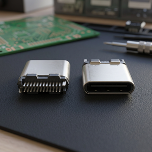 หัวต่อ USB 3.0 Type C แบบตัวผู้ SMT แนวตั้ง หน้าสัมผัสทอง ตัวเรือนสแตนเลส ทนความร้อนสูง เทอร์โมพลาสติก ผลิตโดย Ariba Technology - Product Image 2
