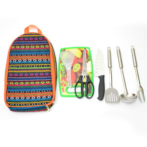 Ensemble de cuisine d'extérieur de style ethnique, ustensiles de pique-nique portables en acier inoxydable, sac de transport, fabriqué au Zhejiang - Product Image 4