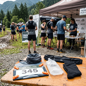 Kit de course personnalisé pour événement de trail running avec gourde souple, cache-cou, chaussettes de compression, clips pour dossard et ceinture de course - Product Image 4