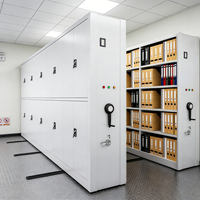 Système d'étagères mobiles mécaniques compactes en acier pour bureaux et bibliothèques, avec étagères murales décoratives