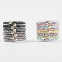 Élastiques à cheveux tissés sur mesure avec perle métallique dorée 5,5 cm, très extensibles, sans couture, doux et durables, attaches pour queue de cheval