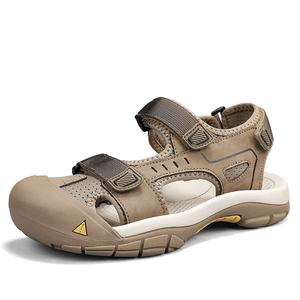 Nouvelles sandales pieds nus de haute qualité grande taille pour hommes en <span class=keywords><strong>cuir</strong></span> blanc véritable bout fermé Double chaussures de randonnée anti-dérapant 46 marque OEM - Product Image 4
