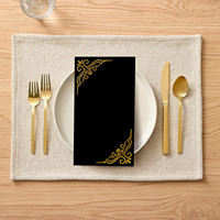 Luxuriöse Hochzeits-Papierservietten in Schwarz mit Goldfolienrand und Elegantem Muster für Partys, Events, Mittagessen und Abendessen