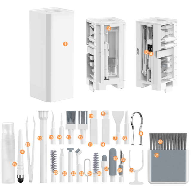32-in-1 Laptop Phone Screen Earbud Keyboard Cleaning Kit with Electronic Cleaning Brush Spray Q32 for Airpods Pro, IPad, iPhone