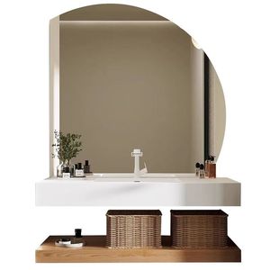 Light luxury <b>white</b> bathroom cabinet smart semi-circular <b>mirror</b> hanging cabinet body <b>white</b> washbasin - Product Image 5