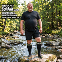 Chaussettes imperméables pour hommes et femmes, grandes tailles, mollets larges, avec bordure extra large, respirantes, pour la randonnée, la pêche, gardent les pieds au sec, équipement de sport