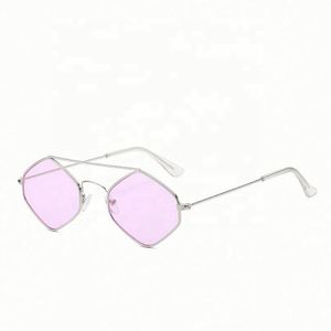 Lunettes de soleil polygonales à double pont, monture métallique, protection UV400, avec logo personnalisé, nouvelle collection 2021, pour femme - Product Image 4