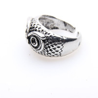 Bague ZRM vintage en alliage, motif hibou, plaqué argent antique, géométrique, style punk hip-hop, classique, pour hommes et femmes, cadeaux d'anniversaire, fête