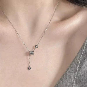 Collier pendentif taille fine en strass scintillant avec chiffres romains pour accessoires de chaîne de pull - Product Image 3