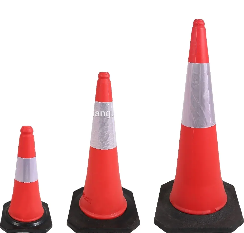 Cones de segurança, 50cm/75cm/100cm altura pe road trabalho cones tráfego segurança cones com base preta emborrachada