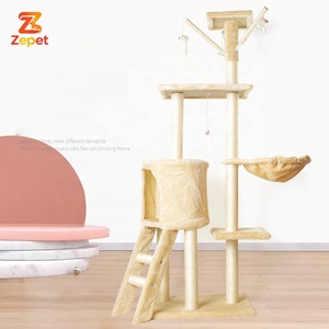 โรงงานขายส่ง ชั้นวางแมวขนาดใหญ่ ที่นอนแมวแบบติดตั้งพร้อมโต๊ะกระโดด เสาปีนป่ายทำจากไซซอล ที่ลับเล็บแมวแบบพิเศษ - Product Image 2