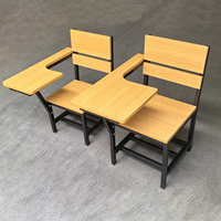 Chaise d'écolier robuste en contreplaqué avec tablette d'écriture, tube carré de 1,2 mm d'épaisseur, pour salle de classe et formation, vente en gros