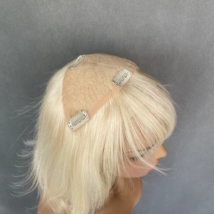 Colore 60 pieno pizzo europeo biondo platino capelli umani parrucche frangette - Product Image 2