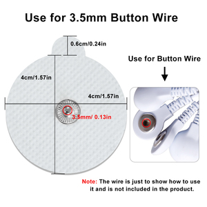 Almohadillas Redondas de 4x4cm para Unidades <span class=keywords><strong>TENS</strong></span>, con Conector de 3.5mm, Gel Adhesivo Duradero, Compatibles con Masajeadores <span class=keywords><strong>TENS</strong></span>/EMS para Uso Doméstico - Product Image 2