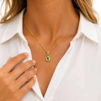 Collier Pendentif Goutte d'Eau en Cristal Coloré avec Bordure OEM en Acier Inoxydable Vente en Gros Personnalisée Breloque Choker Bijoux Tendance pour Femme