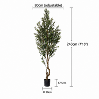 Arbre d'olivier artificiel et arbustes de 240 cm, plantes décoratives réalistes et écologiques en PE pour les maisons neuves et l'extérieur