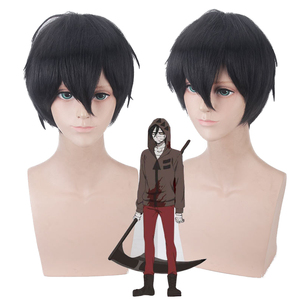 Nuevo Producto Ainizi, Pelucas de Cosplay de Ángeles de la Muerte, <span class=keywords><strong>Isaac</strong></span> Foster, Cabello Corto Negro Sintético, Pelucas de Cosplay para Hombre - Product Image 1