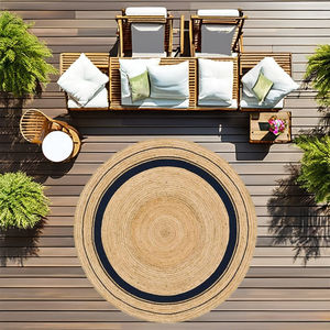 Alfombra moderna hecha de yute ecológico y algodón 100% alfombras naturales hechas a mano con opciones personalizadas para el hogar - Product Image 3