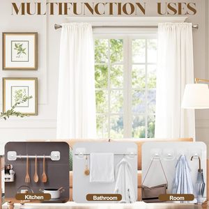 Support mural multifonctionnel auto-adhésif en plastique pour rideau, pince fixe rétractable sans perçage, crochet pour tringle à rideau, pour la maison - Product Image 4