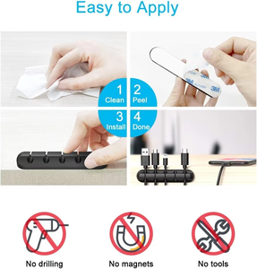 Wholesale Cable Holder Clips 2-Pack Self Adhesive for Desktop <b>USB</b> Charging Nightstand <b>Mouse</b> Organization - Product Image 6