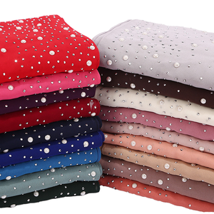 Dubai kadınlar müslüman eşarp popüler inciler Rhinestone şifon başörtüsü etnik atkılar & şallar Femme hicap başörtüsü - Product Image 1