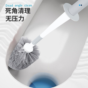 Toilet <b>Brush</b> With Base <b>Long</b> <b>Handle</b> Soft Bristles Round Modern Design Easy To Clean - Product Image 2