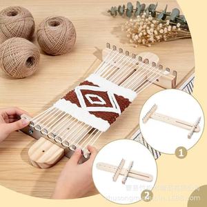 Tissétoile en bois DIY pour tapisserie, cadre de tissage, support pour écharpes, fils, tricot et perles, en bois massif, outil artisanal fait main, style moderne et simple - Product Image 3