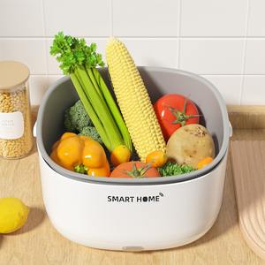 2026 Kitchen Accessories Double-layer <b>Basket</b> for <b>Washing</b> Vegetables & Fruit With Ultrasonic - Product Image 3
