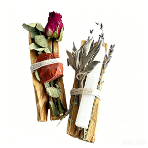 Paquete de <span class=keywords><strong>Palo</strong></span> <span class=keywords><strong>Santo</strong></span>, Salvia Blanca, Lavanda y Romero, Varitas de Incienso, Cristales Curativos, Limpieza Energética Natural, Aromatizante para el Hogar - Product Image 1