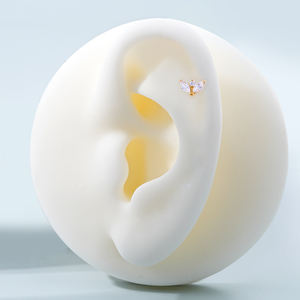 TOPOSH Boucles d'oreilles en zircon coloré, serties de trois griffes, plaqué or 14K, labret en titane à filetage interne pour cartilage et hélix - Product Image 5