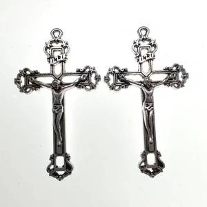 53*30mm 앤티크 실버 도금 합금 십자가 아연 INRI 예수 십자가 이탈리아 묵주 종교 십자가 펜던트 - Product Image 1