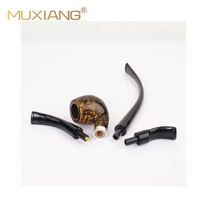 Muxiang Tobacco Pipe Bent Type Handmade Photinia Wood Reading Pipe One Pipe Three Mouthpieces Gift Box Customizable - Product Image 5