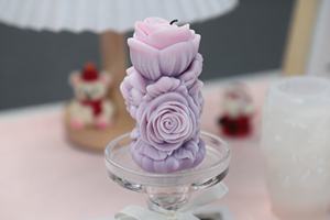 3Dローズラップピラーシリコンキャンドルモールドプレミアムフードグレードフルブルームローズソイワックスアロマセラピー香り付きキャンドル作成モールド - Product Image 2