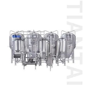 Kit de elaboración de cerveza semiautomática combinado con calor de fuego directo, 700L, 7HL, 3 recipientes