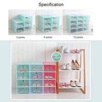 6 pièces/ensemble pli en plastique chaussures étui épaissi Transparent tiroir étui en plastique boîtes à chaussures empilable boîte chaussure organisateur boîte à chaussures