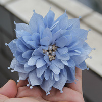 Broche en tissu 3D faite à la main de 10 cm avec strass, fleur, accessoire pour vêtements, cheveux, chaussures, chapeau, collier, bricolage
