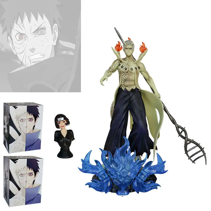 34CM Akatsuki Tobi Obito Madara Akatsuki máscara Sharingan bijuu Anime Figura Colete Figura de anime japonês luta melhor ver Toy