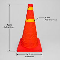 Cône de signalisation pliable de 40 cm, cône de sécurité routière réfléchissant pliable