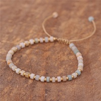 Bracelet en perles de pierre naturelle réglable 2x4mm fait à la main Yoga Stretch pierres précieuses tibétaines Bracelets de perles pour les femmes en gros