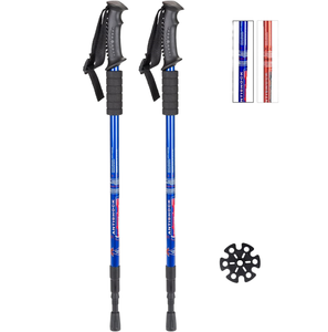 Bâton de randonnée pliable <span class=keywords><strong>nordique</strong></span> Alpenstock personnalisé en usine, en alliage d'aluminium 6061, télescopique 3 sections, avec poignée en liège - Product Image 1