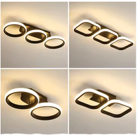 Plafonnier LED encastré en aluminium au design nordique moderne, 20W, noir, 26W, carré, 3 têtes, 2 têtes, couvercle en acrylique, salon