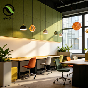 Panneau acoustique en PET vert sauge QIANQIAO 12 mm 1220x2440 mm, panneau décoratif absorbant le son pour bureau moderne et <span class=keywords><strong>studio</strong></span> créatif - Product Image 1